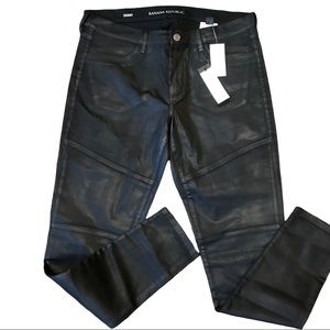 Banana Republic BLACK Skinny Coated Premium Denim Jeans Faux Leather Size 31L
